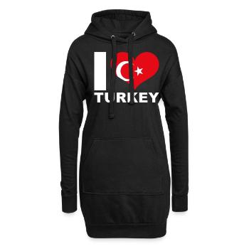 J’aime la Turquie drapeau du cœur Turquie - Sweat-shirt à capuche long Femme - noir - Devant