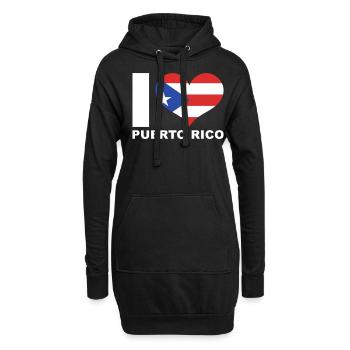 J’adore porto rico drapeau du cœur Porto Rico - Sweat-shirt à capuche long Femme - noir - Devant
