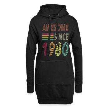 Awesome since 1980 - Hoodie-Kleid - Schwarz - Vorne