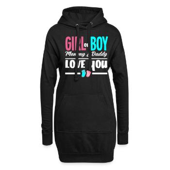 Mädchen Oder Junge Mama Und Papa Lieben Dich - Hoodie-Kleid - Schwarz - Vorne