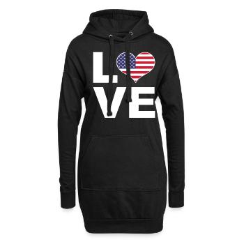Ich liebe Usa Herz Flagge Usa - Hoodie-Kleid - Schwarz - Vorne