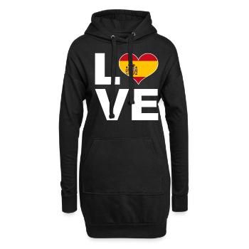 Ich liebe Spanien Herz Flagge Spanien - Hoodie-Kleid - Schwarz - Vorne