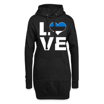 Ich liebe Estland Herz Flagge Estland - Hoodie-Kleid - Schwarz - Vorne