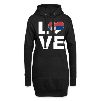 J’aime la Serbie drapeau du cœur Serbie - Sweat-shirt à capuche long Femme - noir - Devant