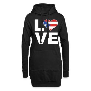 J’adore porto rico drapeau du cœur Porto Rico - Sweat-shirt à capuche long Femme - noir - Devant