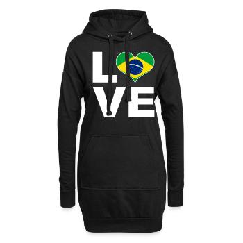 J’aime le drapeau du cœur du Brésil - Sweat-shirt à capuche long Femme - noir - Devant
