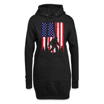 Amerika USA Flagge Bigfoot Mythos - Hoodie-Kleid - Schwarz - Vorne