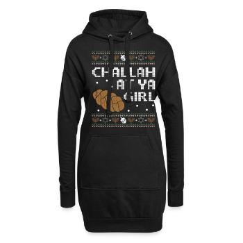 Hanoukka Juif Affreux Noël - Challah At Ya Gir - Sweat-shirt à capuche long Femme - noir - Devant