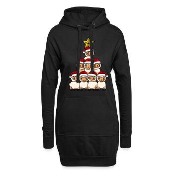 Arbre de Noël Lama - Sweat-shirt à capuche long Femme - noir - Devant