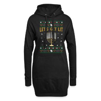 Hanoukka Juif Affreux Noël - Laissez-vous allumer - Sweat-shirt à capuche long Femme - noir - Devant