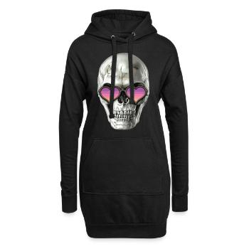 Crâne d’amour - Sweat-shirt à capuche long Femme - noir - Devant