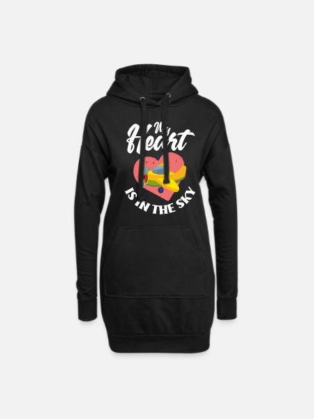 Flugzeug Luftfahrt Pilot Lustiges Piloten Geschenk - Hoodie-Kleid - Schwarz