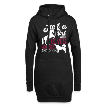 Juste une fille qui aime les chevaux et les chiens - Sweat-shirt à capuche long Femme - noir - Devant