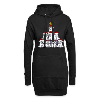 Arbre de Noël de l’ours polaire - Sweat-shirt à capuche long Femme - noir - Devant