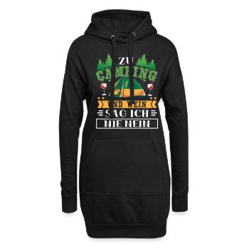 Zu Camping Und Wein Sag Ich Nie Nein Urlaub Zelten - Hoodie-Kleid - Schwarz - Vorne