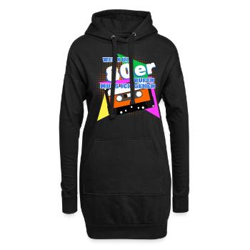 80s Disco 1980 80er Jahre - Hoodie-Kleid - Schwarz - Vorne