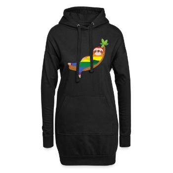 Sloth Rainbow Gay LGBTQ - Sweat-shirt à capuche long Femme - noir - Devant