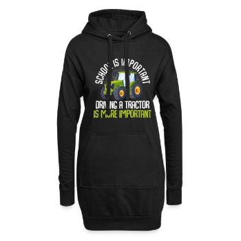 School is important Tractor driving is more import - Hoodie-Kleid - Schwarz - Vorne