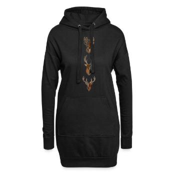 Drei graue Hirsche - Waldtier Grafik Design - Hoodie-Kleid - Schwarz - Vorne