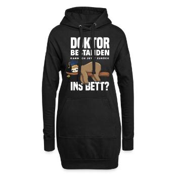 Doktortitel Faultier Müde Geschenk - Hoodie-Kleid - Schwarz - Vorne