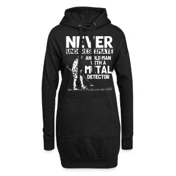 Metalldetektion, Metalldetektor - Hoodie-Kleid - Schwarz - Vorne