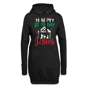 Ugly Christmas - Happy Birthday Jesus Christ - Hoodie-Kleid - Schwarz - Vorne