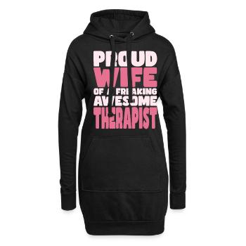 Fière épouse d’un sacré bon thérapeute - Sweat-shirt à capuche long Femme - noir - Devant