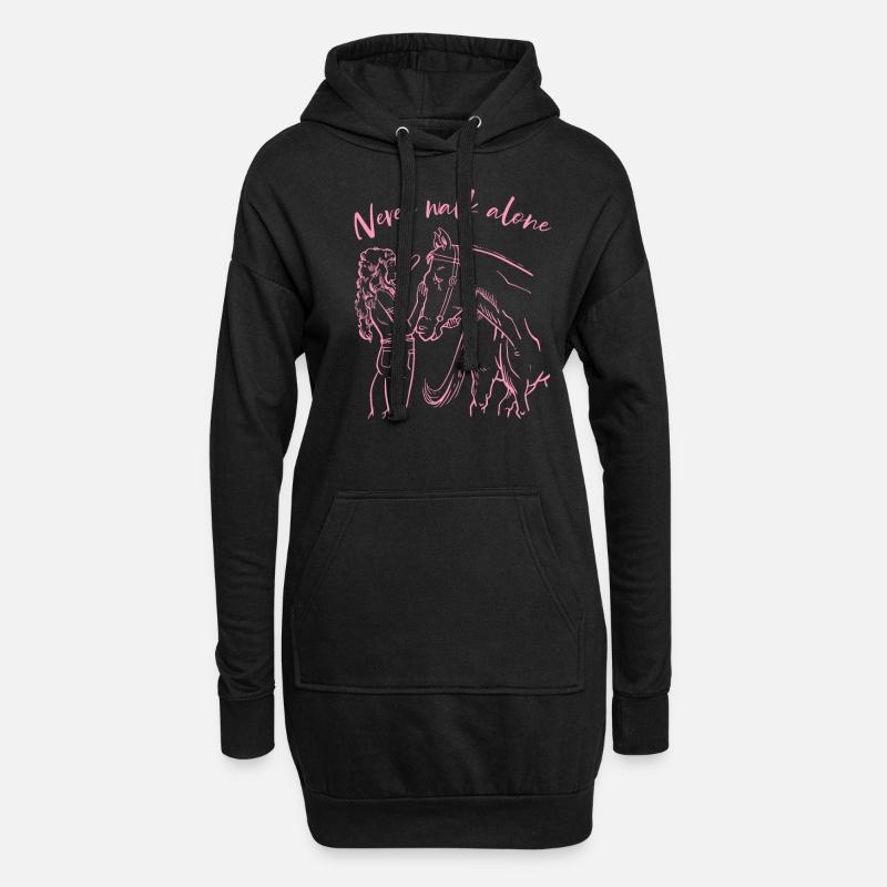 Never Walk Alone Pferde - Hoodie-Kleid - Schwarz