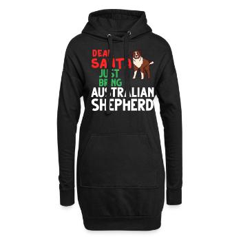 Australian Shepherd Weihnachten Hund Welpe - Hoodie-Kleid - Schwarz - Vorne