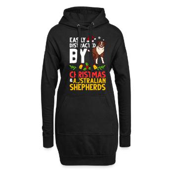Australian Shepherd Weihnachten Hund Welpe - Hoodie-Kleid - Schwarz - Vorne