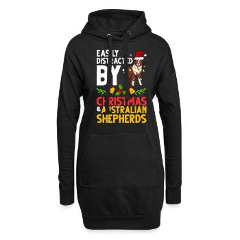 Australian Shepherd Weihnachten Hund Welpe - Hoodie-Kleid - Schwarz - Vorne