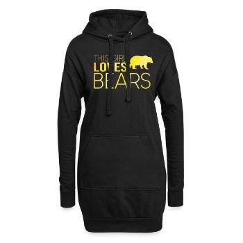 Cette fille aime les ours - Sweat-shirt à capuche long Femme - noir - Devant