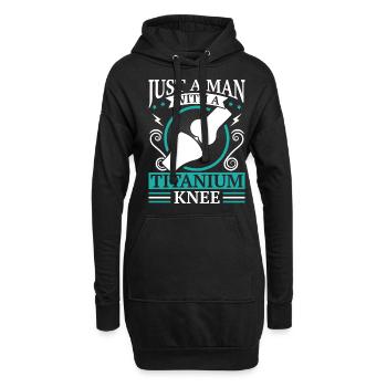 Künstliches Titan Knie, Arhtrose Physiotherapeut - Hoodie-Kleid - Schwarz - Vorne