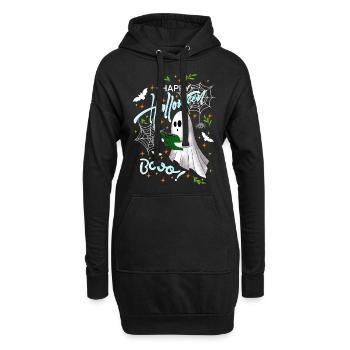 Joyeux fantôme d’Halloween - Sweat-shirt à capuche long Femme - noir - Devant