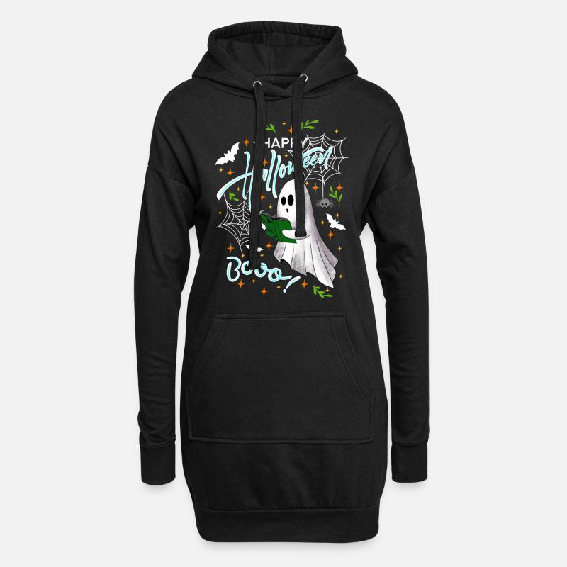 Happy Halloween Geist - Hoodie-Kleid - Schwarz