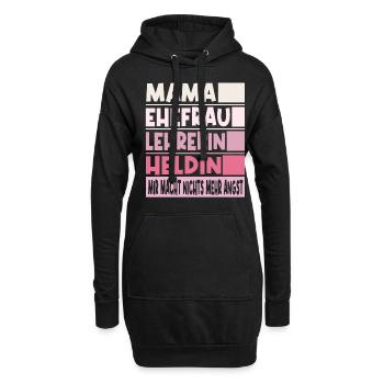 Lehrerin Mama Ehefrau Heldin - Hoodie-Kleid - Schwarz - Vorne