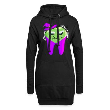 Evil Green Witch Tooth For Dentist On Halloween - Hoodie-Kleid - Schwarz - Vorne