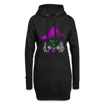 Evil Witch With Green Skin And Purple Hat For - Hoodie-Kleid - Schwarz - Vorne