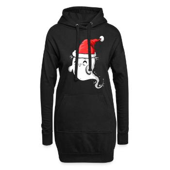 Cute Ghost Wearing Santa Hat Christmas Halloween - Hoodie-Kleid - Schwarz - Vorne