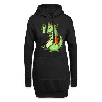 Tyrannosaurus Rex T-Rex With Vest And Pumpkin For - Hoodie Dress - black - Front