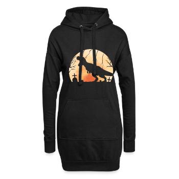 T-Rex Roaring On Cemetery In Front Of The Moon On - Hoodie-Kleid - Schwarz - Vorne