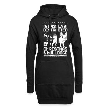 Chien Bulldog anglais Chiots Noël - Sweat-shirt à capuche long Femme - noir - Devant