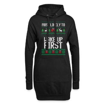 Le plus susceptible de se réveiller la première chemise de Noël laide - Sweat-shirt à capuche long Femme - noir - Devant