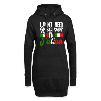 Recette Cuisinier Cuisine Italie Dire Italien - Sweat-shirt à capuche long Femme - noir - Devant