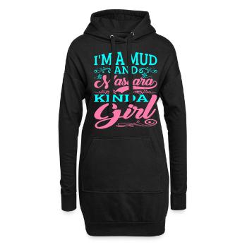 Je suis une fille de boue et de mascara 2 - Sweat-shirt à capuche long Femme - noir - Devant