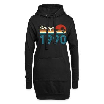 Vintage 1990 Vintage Anniversaire Rétro Vintage - Sweat-shirt à capuche long Femme - noir - Devant