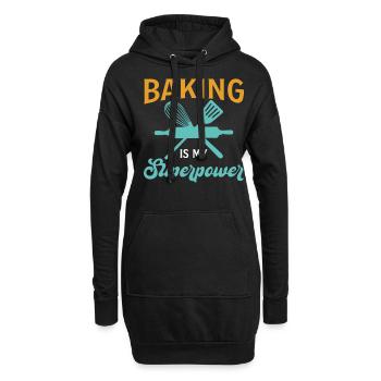 Baking Is My Superpower - Baker - Hoodie-Kleid - Schwarz - Vorne