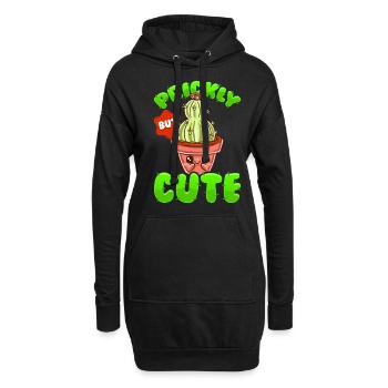 Piquant mais doux Kawaii Drôle de cactus - Sweat-shirt à capuche long Femme - noir - Devant