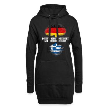 Deutsch mit griechischen Wurzeln - Hoodie-Kleid - Schwarz - Vorne