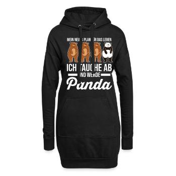 Panda - Hoodie-Kleid - Schwarz - Vorne